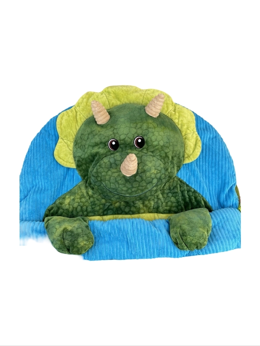 Dinosaur Triceratop Hug Fun Plush Green Kids Sleeping Bag Cozy Blanket - Picture 2 of 5